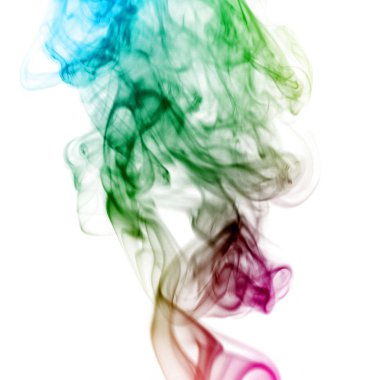 dalga ve farklı renk üzerine beyaz izole duman