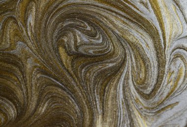 -Mavi ve altın sıvı doku. Elle çizilmiş Ebru arka plan. Mürekkep mermer soyut desen