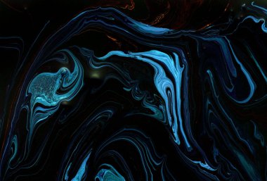 Mermer mavisi ve altın soyut arka plan. Sıvı mermer desen