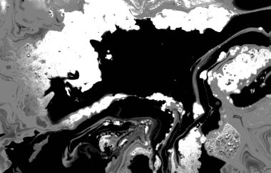 Siyah ve beyaz sıvı doku, suluboya el çizilmiş mermer çizim, soyut arkaplan 