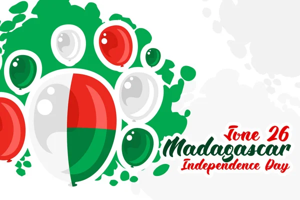 6月26日马达加斯加独立日 适用于贺卡 海报及横幅 — 图库矢量图片