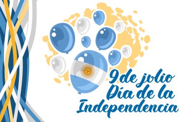 Çeviri: 9 Temmuz, Arjantin vektör illüstrasyonunun bağımsızlık günü. Tebrik kartı, poster ve afiş için uygun 