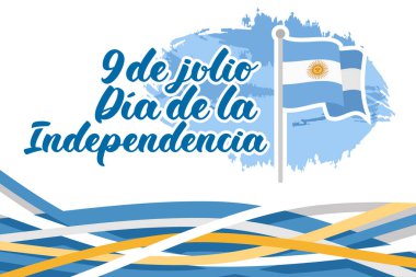 Çeviri: 9 Temmuz, Arjantin vektör illüstrasyonunun bağımsızlık günü. Tebrik kartı, poster ve afiş için uygun 