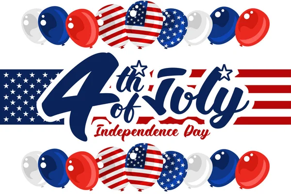 美国独立日是七月四日 美国国旗 祝美国独立日快乐 矢车菊 适用于贺卡 海报及横幅 — 图库矢量图片