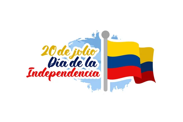 Translate July Independence Day Dia Independence Dencia Colombia Vector Illustration — 图库矢量图片