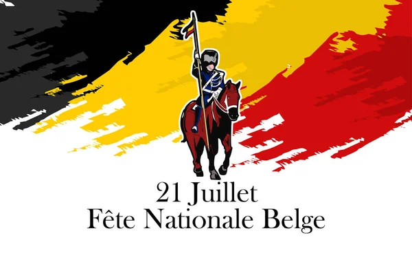 Översätt Juli Belgiens Nationaldag Glad Belgien Nationaldag Fte Nationale Belge — Stock vektor