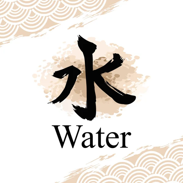 Texte Japonais Mizu Littéralement Eau Illustration Vectorielle Calligraphie Japonaise — Image vectorielle