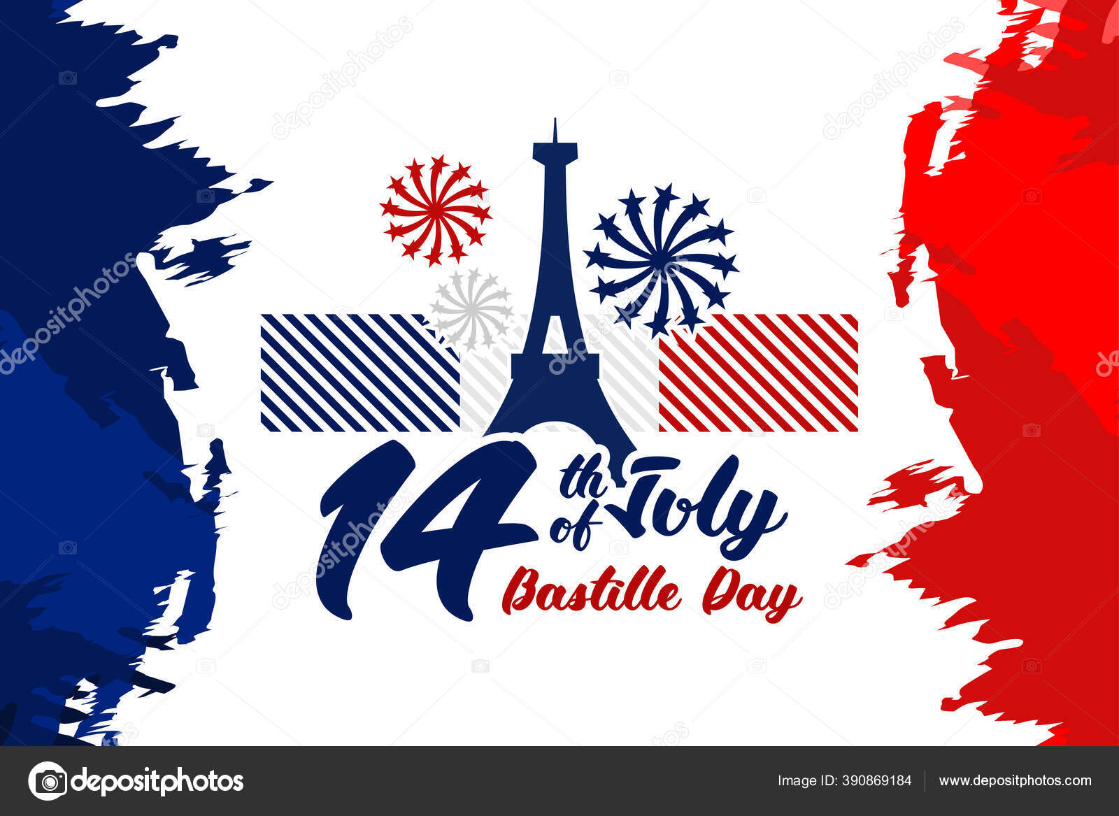 July Happy Bastille Day Fte Nationale Franaise Vector Illustration