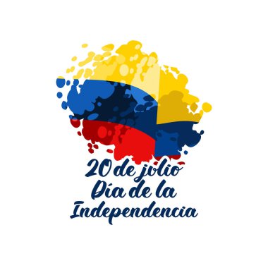 Çeviri: 20 Temmuz, Kolombiya vektör illüstrasyonunun Bağımsızlık Günü (dia de la dependencia). Tebrik kartı, poster ve afiş için uygun. 