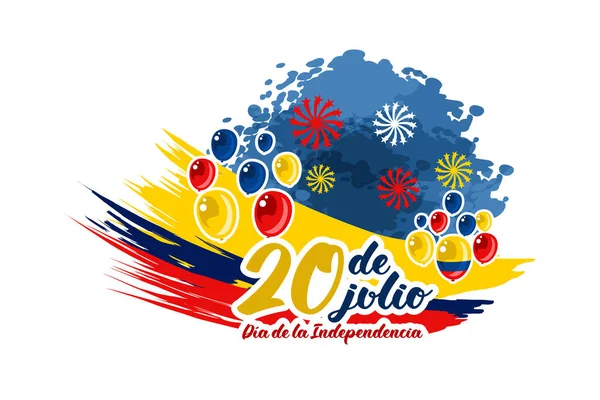 Çeviri Temmuz Kolombiya Vektör Illüstrasyonunun Bağımsızlık Günü Dia Dependencia Tebrik — Stok Vektör