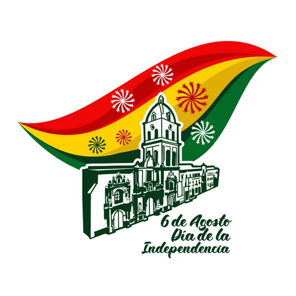 Přeložit Srpna Den Nezávislosti Šťastný Den Nezávislosti Bolívijského Vektorového Ilustrace — Stockový vektor