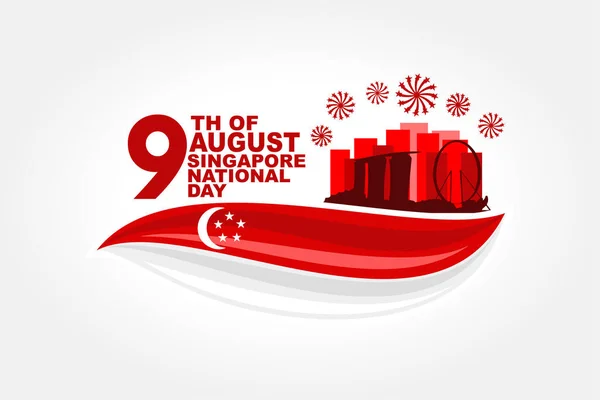 9 Ağustos, Singapur ulusal gündüz vektör illüstrasyonu. Tebrik kartı, poster ve afiş için uygun.