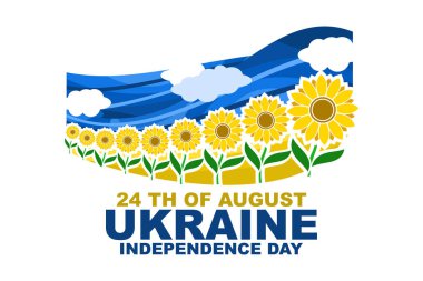 Ukrayna vektör illüstrasyonunun 24 Ağustos Bağımsızlık Günü. Tebrik kartı, poster ve afiş için uygun.
