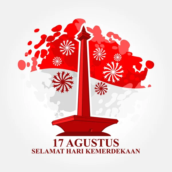 Translate August Happy Independence Day Indonesian Independence Day Vector Illustration — Stock Vector