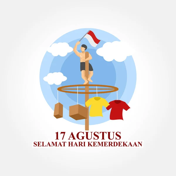 Terjemahan Agustus Selamat Hari Kemerdekaan Ilustrasi Vektor Hari Kemerdekaan Indonesia - Stok Vektor