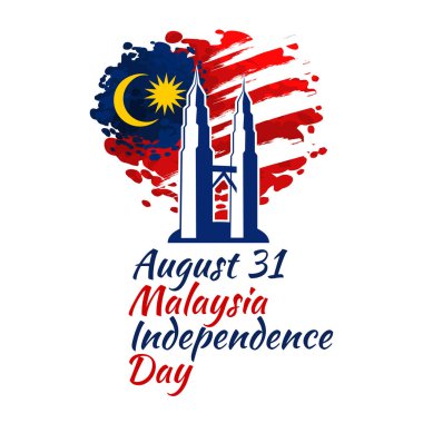 31 Ağustos, Malezya vektör illüstrasyonunun bağımsızlık günü. Tebrik kartı, poster ve afiş için uygun. 