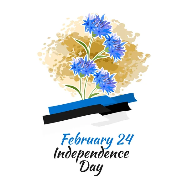 Februar Unabhängigkeitstag Estlands Mit Nationaler Blumenvektorillustration Geeignet Für Grußkarte Und — Stockvektor