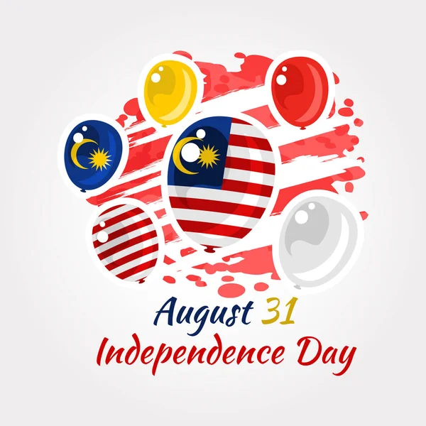 Ağustos Malezya Vektör Illüstrasyonunun Bağımsızlık Günü Tebrik Kartı Poster Afiş — Stok Vektör