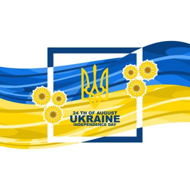 Ukrayna vektör illüstrasyonunun 24 Ağustos Bağımsızlık Günü. Tebrik kartı, poster ve afiş için uygun.