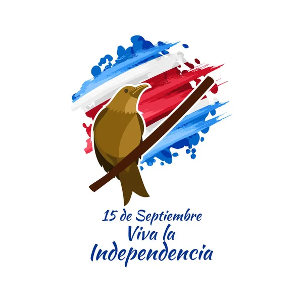 Tradução Setembro Viva Independência Feliz Dia Independência Costa Rica Ilustração — Vetor de Stock