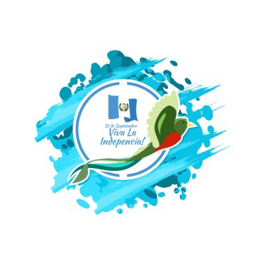 Çeviri: 15 Eylül, Çok Yaşa Bağımsızlık! Guatemala vektör illüstrasyonunun bağımsızlık günü kutlu olsun. Tebrik kartı, poster ve afiş için uygun. Yazdır