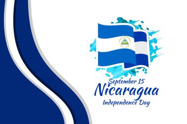 15 Eylül, Nikaragua vektör illüstrasyonunun Bağımsızlık Günü kutlu olsun. Tebrik kartı, poster ve afiş için uygun.