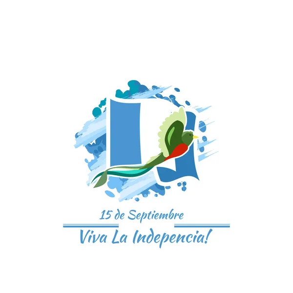 Tradução Setembro Viva Independência Feliz Dia Independência Guatemala Ilustração Vetorial — Vetor de Stock