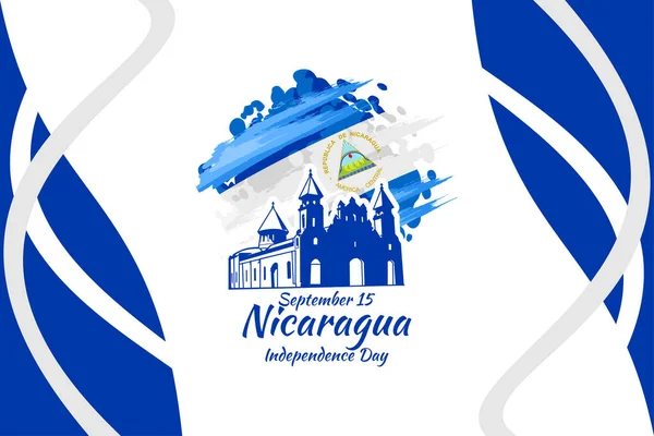 September Happy Independence Day Von Nicaragua Vektor Illustration Geeignet Für — Stockvektor
