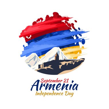 21 Eylül, Ermenistan Bağımsızlık Günü. Vektör çizimi. Tebrik kartı, poster ve afiş için uygun.