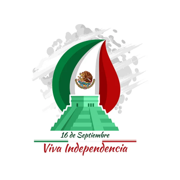 Traduction Septembre Vive Indépendance Joyeuse Fête Indépendance Mexique Fête Nationale — Image vectorielle