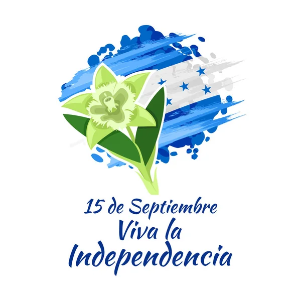 Tradução Setembro Viva Independência Feliz Dia Independência Honduras Ilustração Vetorial —  Vetores de Stock