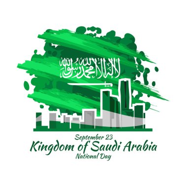 23 Eylül, Suudi Arabistan Ulusal Günü Vektör İllüstrasyonu Mutlu Krallığı. Tebrik kartı, poster ve afiş için uygun.