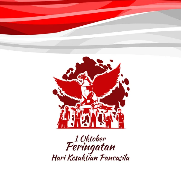 Traduction 1Er Octobre Commémoration Fête Sainteté Pancasila Hari Kesaktian Pancasila — Image vectorielle