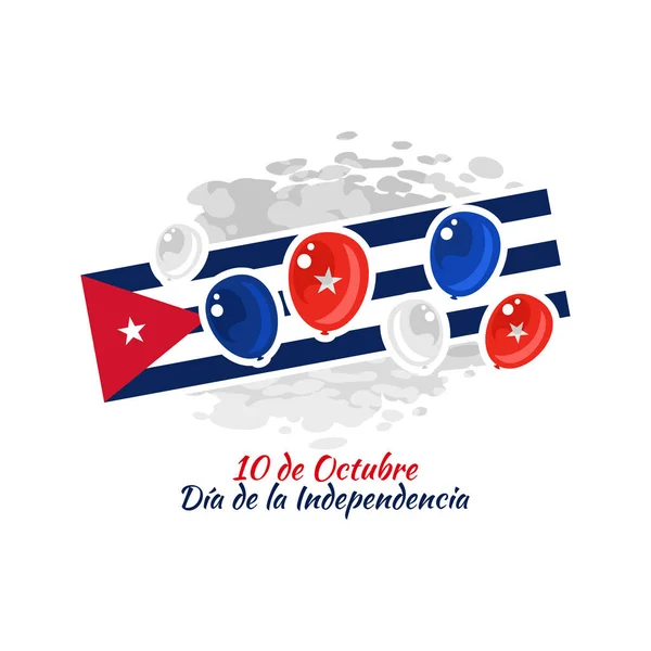 Překlad Října Den Nezávislosti Happy Independence Day Cuba Vector Illustration — Stockový vektor