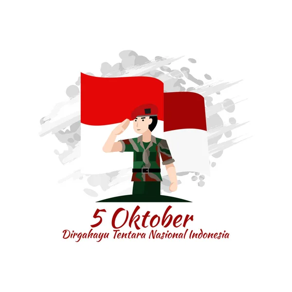 Terjemahan Oktober Hidup Tentara Nasional Indonesia Ilustrasi Vektor Cocok Untuk - Stok Vektor