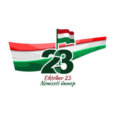 Tercümesi: 23 Ekim, Ulusal Gün. Macaristan Ulusal Bayramı (Nemzeti nnep) - 1956 Devrimi hatıra vektör illüstrasyonu. Tebrik kartı, poster ve afiş için uygun.