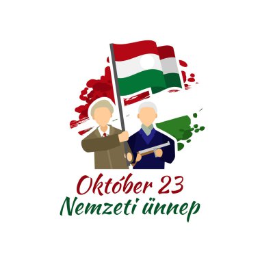 Tercümesi: 23 Ekim, Ulusal Gün. Macaristan Ulusal Bayramı (Nemzeti nnep) - 1956 Devrimi hatıra vektör illüstrasyonu. Tebrik kartı, poster ve afiş için uygun.