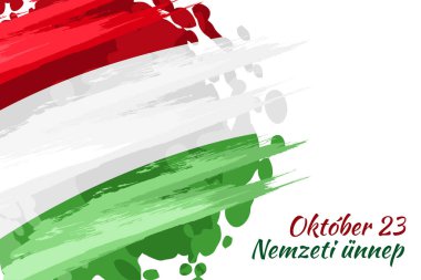 Tercümesi: 23 Ekim, Ulusal Gün. Macaristan Ulusal Bayramı (Nemzeti nnep) - 1956 Devrimi hatıra vektör illüstrasyonu. Tebrik kartı, poster ve afiş için uygun.