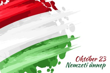 Translation: October 23, National Day. National holiday (Nemzeti nnep) of Hungary - Revolution of 1956 remembrance vector illustration.  Suitable for greeting card, poster and banner. clipart