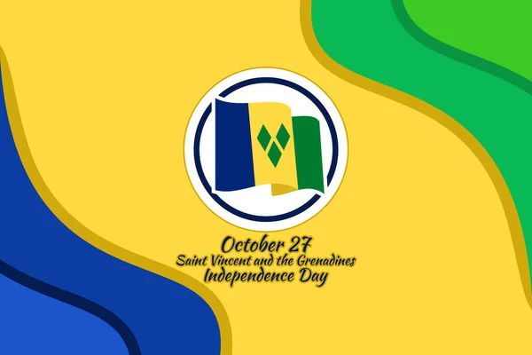 Ekim Saint Vincent Bağımsızlık Günü Grenadines Vektör Illüstrasyonu Tebrik Kartı — Stok Vektör