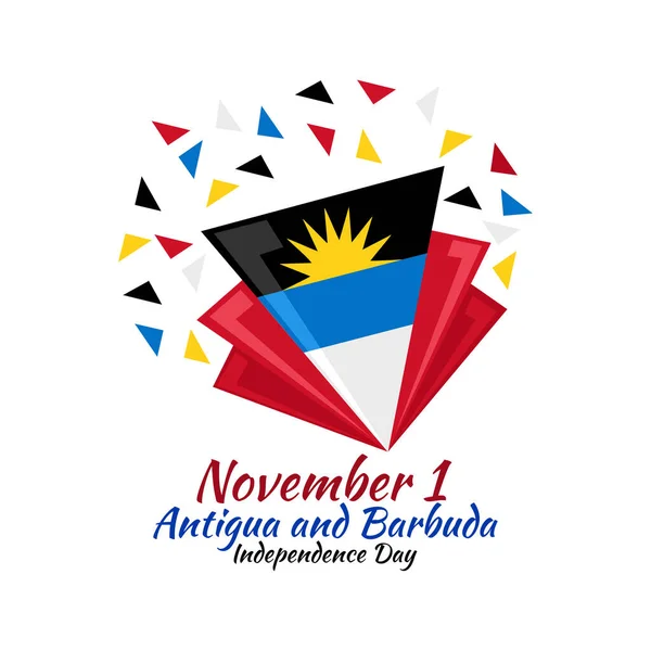 November Independence Day Antigua Barbuda Independence Vector Illustration Suitable Greeting — Stock Vector