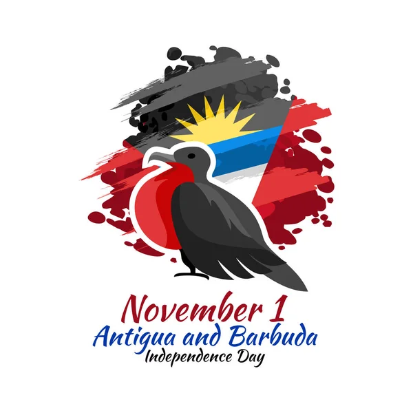 11月1日アンティグア バーブーダ独立ベクトル図の独立記念日 グリーティングカード ポスター バナーに適しています — ストックベクタ
