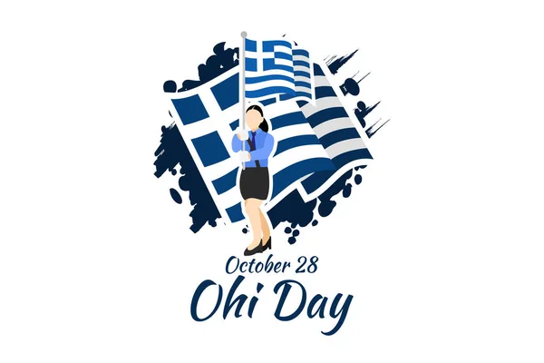 28 Ekim, Mutlu Ohi Günü vektör illüstrasyonu. Yunanistan 'da resmi tatil. Tebrik kartı, poster ve afiş için uygun.