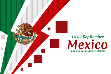 Çeviri: 16 Eylül, Çok Yaşa Bağımsızlık! Meksika 'nın Bağımsızlık Günü kutlu olsun. Meksika Vektör illüstrasyonunun ulusal bayramı. Tebrik kartı, poster ve afiş için uygun.