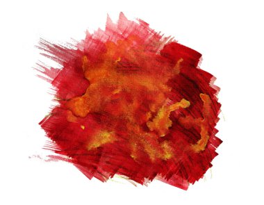 Beyaz arka plan üzerinde soyut çok renkli kırmızı-sarı boya noktası