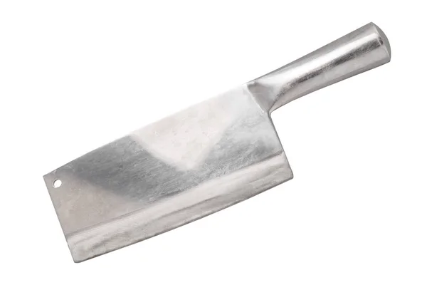 Stål Cleaver Kniv Isolerad Vit Bakgrund — Stockfoto