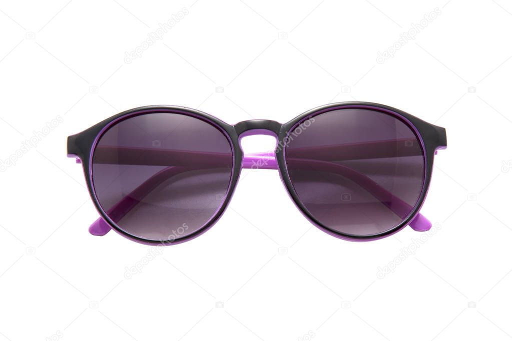 Cool sunglasses isolated on white background, top view.