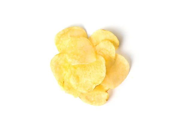 Vista Superior Papas Fritas Aisladas Sobre Fondo Blanco — Foto de Stock