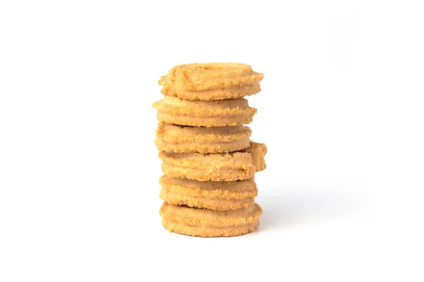 Pilha Biscoitos Manteiga Isolada Fundo Branco — Fotografia de Stock