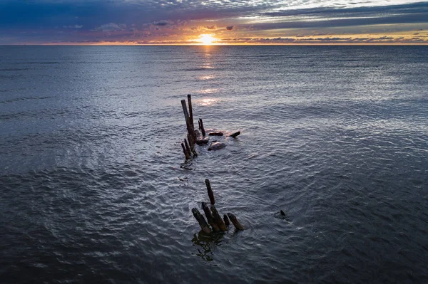 Dramático Pôr Sol Sobre Mar Conceito Beleza Natureza — Fotografia de Stock